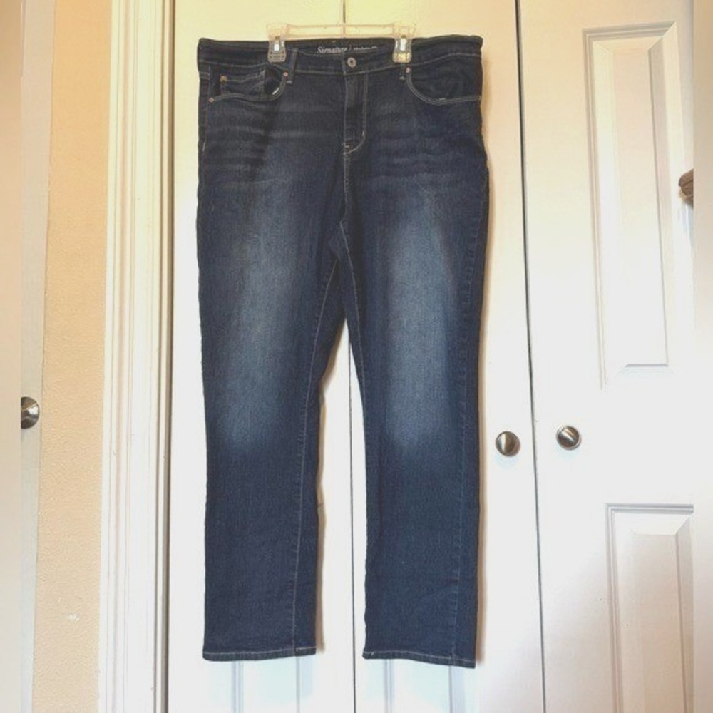 Stretch Slim Jeans Dark Wash Comfortable Mid Rise Casual Everyday Womens 18M